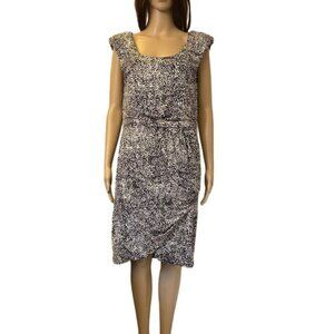 Apostrophe Women's Drape Dress Size L Black White Sleeveless Knee Length NWT $29
